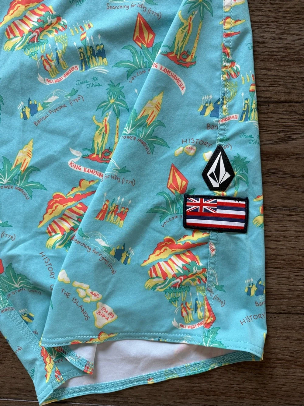 Volcom Men’s Tropical Print Boardshorts - Turquoise & Black